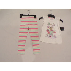Cynthia Rowley PJ set-Capped Sleeve Top, Striped Leggings, Size 4 Pajamas NWT
